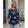 imageZeagoo 34 Length Sleeve Women Tops Crew Neck Blouses Dressy Casual Summer T Shirts Loose Fit Business Work ClothesBf318navy Flower