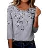 imageZeagoo 34 Length Sleeve Women Tops Crew Neck Blouses Dressy Casual Summer T Shirts Loose Fit Business Work ClothesDh62grey Flower