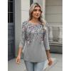 imageZeagoo 34 Length Sleeve Women Tops Crew Neck Blouses Dressy Casual Summer T Shirts Loose Fit Business Work ClothesHf36grey Leaves