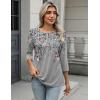 imageZeagoo 34 Length Sleeve Women Tops Crew Neck Blouses Dressy Casual Summer T Shirts Loose Fit Business Work ClothesHf36grey Leaves