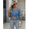 imageZeagoo 34 Length Sleeve Women Tops Crew Neck Blouses Dressy Casual Summer T Shirts Loose Fit Business Work ClothesMz876blue Print