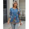 imageZeagoo 34 Length Sleeve Women Tops Crew Neck Blouses Dressy Casual Summer T Shirts Loose Fit Business Work ClothesMz876blue Print