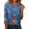 imageZeagoo 34 Length Sleeve Women Tops Crew Neck Blouses Dressy Casual Summer T Shirts Loose Fit Business Work ClothesMz876blue Print