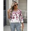 imageZeagoo 34 Length Sleeve Women Tops Crew Neck Blouses Dressy Casual Summer T Shirts Loose Fit Business Work ClothesWf74purple Leaves