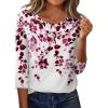imageZeagoo 34 Length Sleeve Women Tops Crew Neck Blouses Dressy Casual Summer T Shirts Loose Fit Business Work ClothesWf74purple Leaves