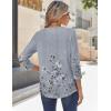 imageZeagoo 34 Sleeve Tops for Women Crew Neck Blouses Pleated Casual Shirts Fall Work Clothes 2025Floral Grey