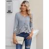 imageZeagoo 34 Sleeve Tops for Women Crew Neck Blouses Pleated Casual Shirts Fall Work Clothes 2025Floral Grey
