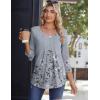 imageZeagoo 34 Sleeve Tops for Women Crew Neck Blouses Pleated Casual Shirts Fall Work Clothes 2025Floral Grey