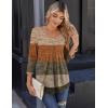 imageZeagoo 34 Sleeve Tops for Women Crew Neck Blouses Pleated Casual Shirts Fall Work Clothes 2025Stripe Brown