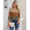 imageZeagoo 34 Sleeve Tops for Women Crew Neck Blouses Pleated Casual Shirts Fall Work Clothes 2025Stripe Brown
