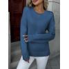 imageZeagoo Fall Sweaters for Women 2025 Long Sleeve Crewneck Ribbed Knit Pullover Sweater Loose Fit Basic Jumper TopsA Blue