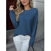 imageZeagoo Fall Sweaters for Women 2025 Long Sleeve Crewneck Ribbed Knit Pullover Sweater Loose Fit Basic Jumper TopsA Blue