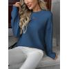 imageZeagoo Fall Sweaters for Women 2025 Long Sleeve Crewneck Ribbed Knit Pullover Sweater Loose Fit Basic Jumper TopsA Blue