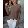 imageZeagoo Fall Sweaters for Women 2025 Long Sleeve Crewneck Ribbed Knit Pullover Sweater Loose Fit Basic Jumper TopsA Brown