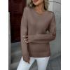 imageZeagoo Fall Sweaters for Women 2025 Long Sleeve Crewneck Ribbed Knit Pullover Sweater Loose Fit Basic Jumper TopsA Brown