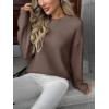 imageZeagoo Fall Sweaters for Women 2025 Long Sleeve Crewneck Ribbed Knit Pullover Sweater Loose Fit Basic Jumper TopsA Brown