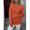 imageZeagoo Fall Sweaters for Women 2025 Long Sleeve Crewneck Ribbed Knit Pullover Sweater Loose Fit Basic Jumper TopsA Orange