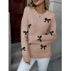imageZeagoo Fall Sweaters for Women 2025 Long Sleeve Crewneck Ribbed Knit Pullover Sweater Loose Fit Basic Jumper TopsBow625