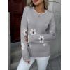 imageZeagoo Fall Sweaters for Women 2025 Long Sleeve Crewneck Ribbed Knit Pullover Sweater Loose Fit Basic Jumper TopsFlower192