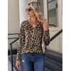 imageZeagoo Long Sleeve Shirts for Women Casual V Neck Fall Tops Dressy Summer Work Blouses ClothesLeopard