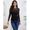 imageZeagoo Long Sleeve Shirts for Women Sheer Mesh Sexy Blouses Fall Fashion Crewneck Going Out TopsBlack