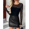 imageZeagoo Long Sleeve Shirts for Women Sheer Mesh Sexy Blouses Fall Fashion Crewneck Going Out TopsBlack Leopard Print