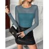 imageZeagoo Long Sleeve Shirts for Women Sheer Mesh Sexy Blouses Fall Fashion Crewneck Going Out TopsBlue