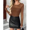 imageZeagoo Long Sleeve Shirts for Women Sheer Mesh Sexy Blouses Fall Fashion Crewneck Going Out TopsBrown
