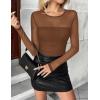 imageZeagoo Long Sleeve Shirts for Women Sheer Mesh Sexy Blouses Fall Fashion Crewneck Going Out TopsBrown