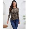 imageZeagoo Long Sleeve Shirts for Women Sheer Mesh Sexy Blouses Fall Fashion Crewneck Going Out TopsBrown Leopard Print