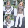 imageZeagoo Long Sleeve Shirts for Women Sheer Mesh Sexy Blouses Fall Fashion Crewneck Going Out TopsBrown Leopard Print