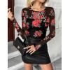 imageZeagoo Long Sleeve Shirts for Women Sheer Mesh Sexy Blouses Fall Fashion Crewneck Going Out TopsFloral Printbf300