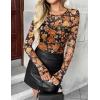 imageZeagoo Long Sleeve Shirts for Women Sheer Mesh Sexy Blouses Fall Fashion Crewneck Going Out TopsFloral Printwf75