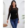 imageZeagoo Long Sleeve Shirts for Women Sheer Mesh Sexy Blouses Fall Fashion Crewneck Going Out TopsFloral Printzw781