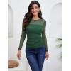 imageZeagoo Long Sleeve Shirts for Women Sheer Mesh Sexy Blouses Fall Fashion Crewneck Going Out TopsGreen