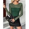 imageZeagoo Long Sleeve Shirts for Women Sheer Mesh Sexy Blouses Fall Fashion Crewneck Going Out TopsGreen