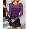 imageZeagoo Long Sleeve Shirts for Women Sheer Mesh Sexy Blouses Fall Fashion Crewneck Going Out TopsPurple
