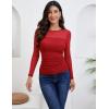imageZeagoo Long Sleeve Shirts for Women Sheer Mesh Sexy Blouses Fall Fashion Crewneck Going Out TopsRed