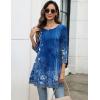 imageZeagoo Women Tops 34 Sleeve Dressy Casual Plus Size Tunics to Wear with Leggings Swing Flare TShirt Loose Blouses S3XLBlue Flowermz845