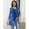 imageZeagoo Women Tops 34 Sleeve Dressy Casual Plus Size Tunics to Wear with Leggings Swing Flare TShirt Loose Blouses S3XLBlue Flowermz845