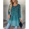 imageZeagoo Women Tops 34 Sleeve Dressy Casual Plus Size Tunics to Wear with Leggings Swing Flare TShirt Loose Blouses S3XLBlue Leavesxh363