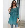 imageZeagoo Women Tops 34 Sleeve Dressy Casual Plus Size Tunics to Wear with Leggings Swing Flare TShirt Loose Blouses S3XLBlue Leavesxh363