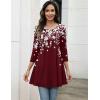 imageZeagoo Women Tops 34 Sleeve Dressy Casual Plus Size Tunics to Wear with Leggings Swing Flare TShirt Loose Blouses S3XLBurgundy Flowersf186