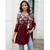 imageZeagoo Women Tops 34 Sleeve Dressy Casual Plus Size Tunics to Wear with Leggings Swing Flare TShirt Loose Blouses S3XLBurgundy Flowersf186