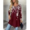 imageZeagoo Women Tops 34 Sleeve Dressy Casual Plus Size Tunics to Wear with Leggings Swing Flare TShirt Loose Blouses S3XLBurgundy Flowersf186