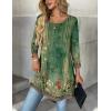 imageZeagoo Women Tops 34 Sleeve Dressy Casual Plus Size Tunics to Wear with Leggings Swing Flare TShirt Loose Blouses S3XLGreen Flowermz839