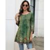 imageZeagoo Women Tops 34 Sleeve Dressy Casual Plus Size Tunics to Wear with Leggings Swing Flare TShirt Loose Blouses S3XLGreen Flowermz839