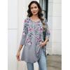 imageZeagoo Women Tops 34 Sleeve Dressy Casual Plus Size Tunics to Wear with Leggings Swing Flare TShirt Loose Blouses S3XLGrey Flowerhf36