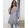 imageZeagoo Women Tops 34 Sleeve Dressy Casual Plus Size Tunics to Wear with Leggings Swing Flare TShirt Loose Blouses S3XLGrey Flowerhf36