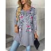 imageZeagoo Women Tops 34 Sleeve Dressy Casual Plus Size Tunics to Wear with Leggings Swing Flare TShirt Loose Blouses S3XLGrey Flowerhf36
